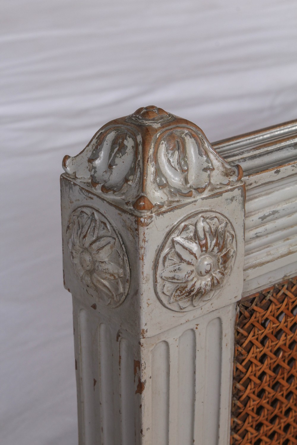 French painted caned Bergere kingsize bed View VI