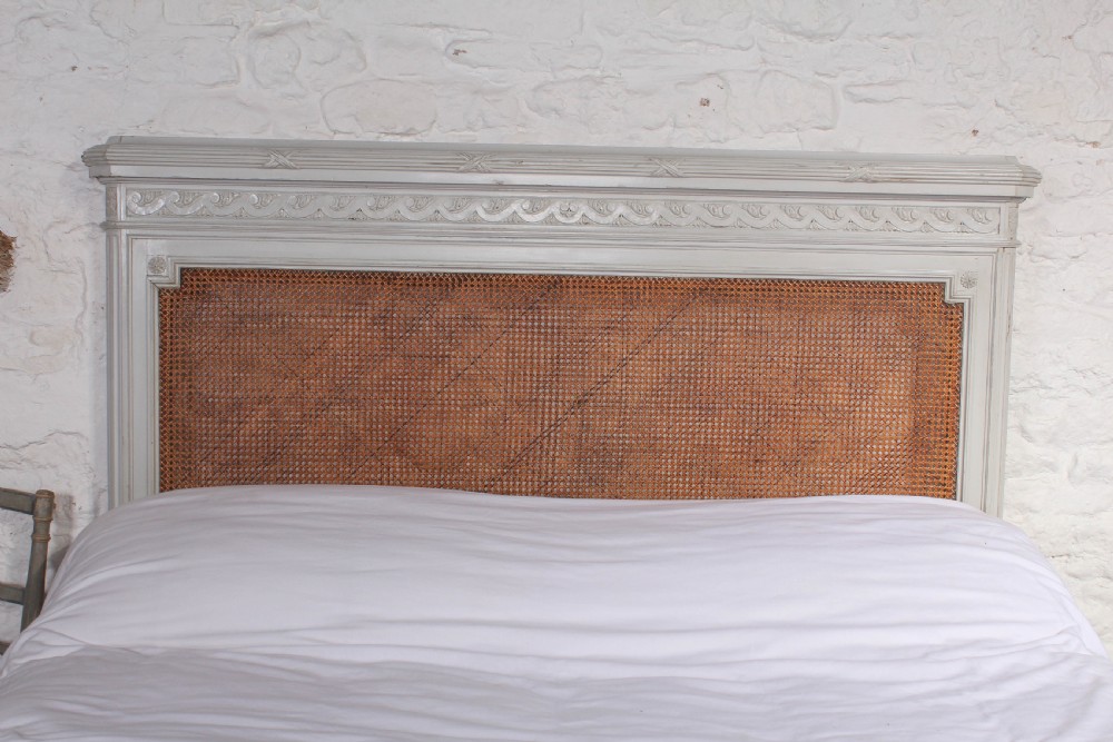 French painted caned Bergere kingsize bed View VII