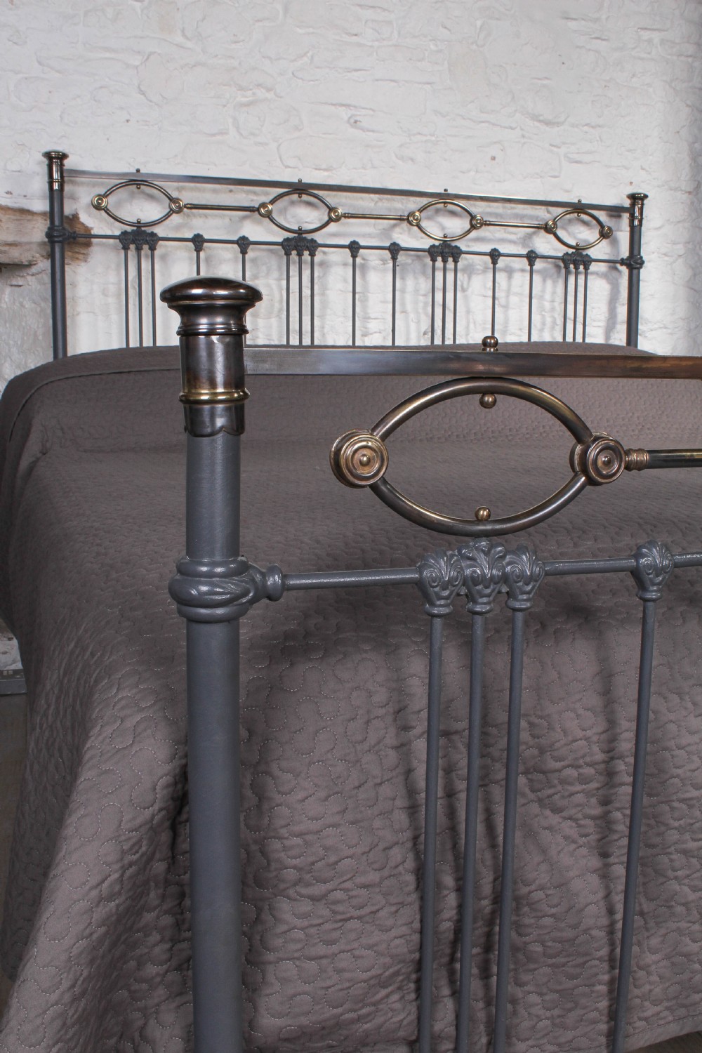 Rare French 6' super kingsize brass and iron bed View II