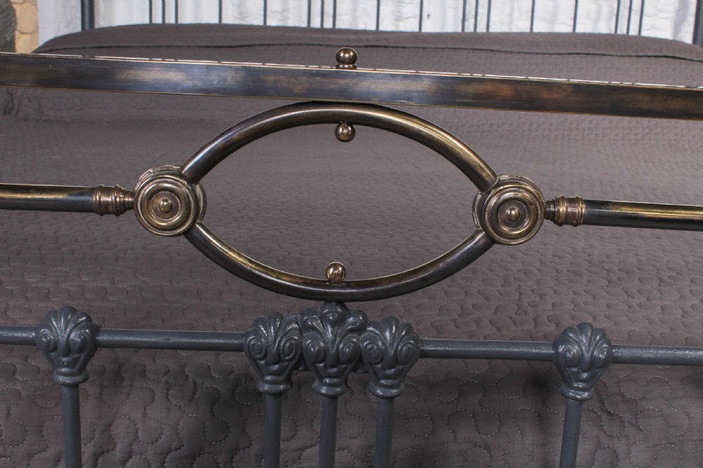 Rare French 6' super kingsize brass and iron bed View IV