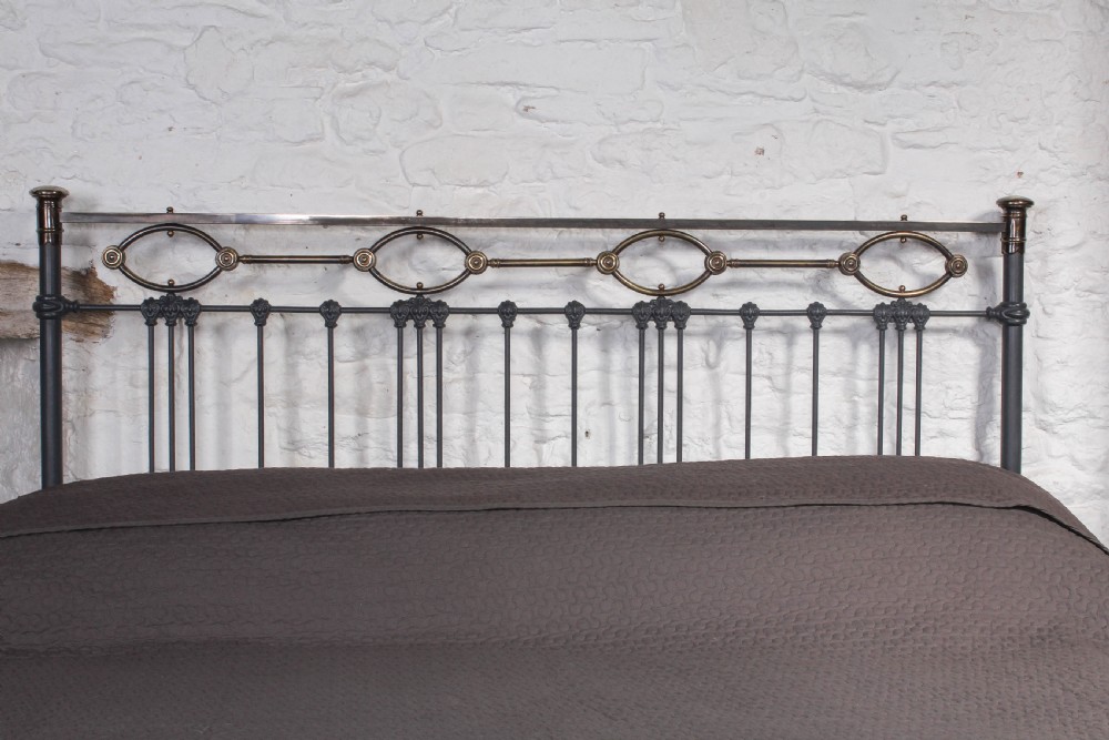 Rare French 6' super kingsize brass and iron bed View VI