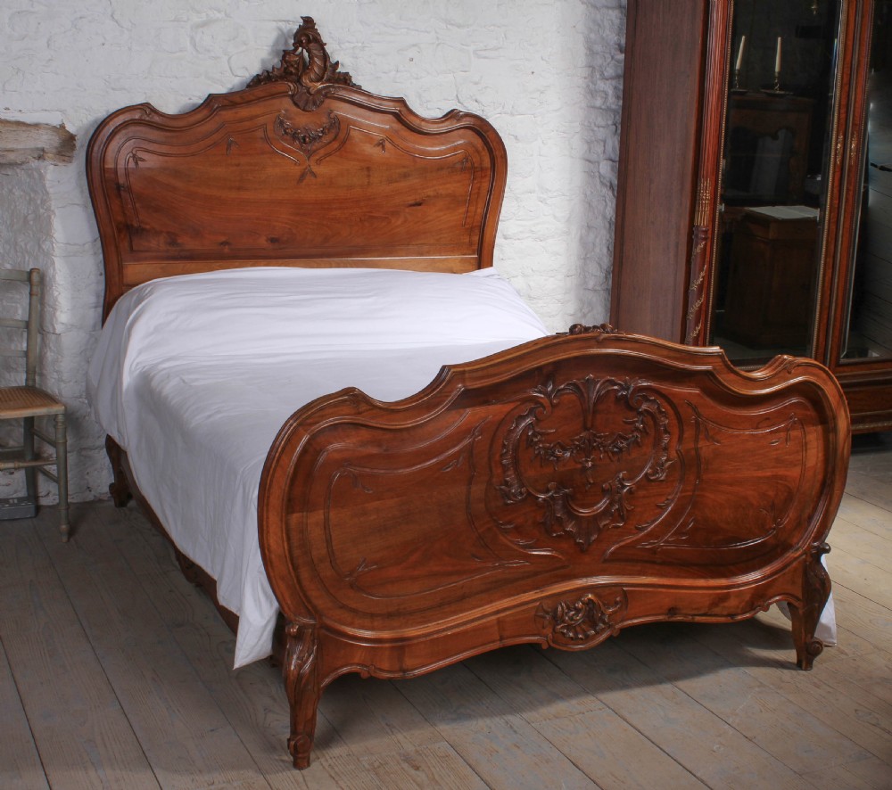 Solid walnut Louis XVI style double bed