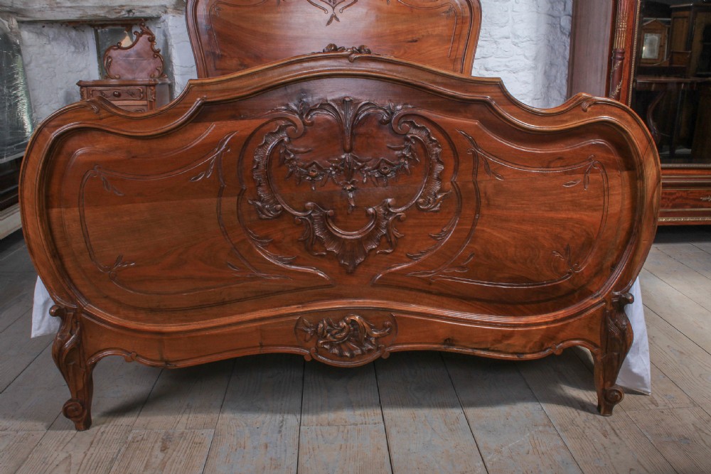 Solid walnut Louis XVI style double bed View II
