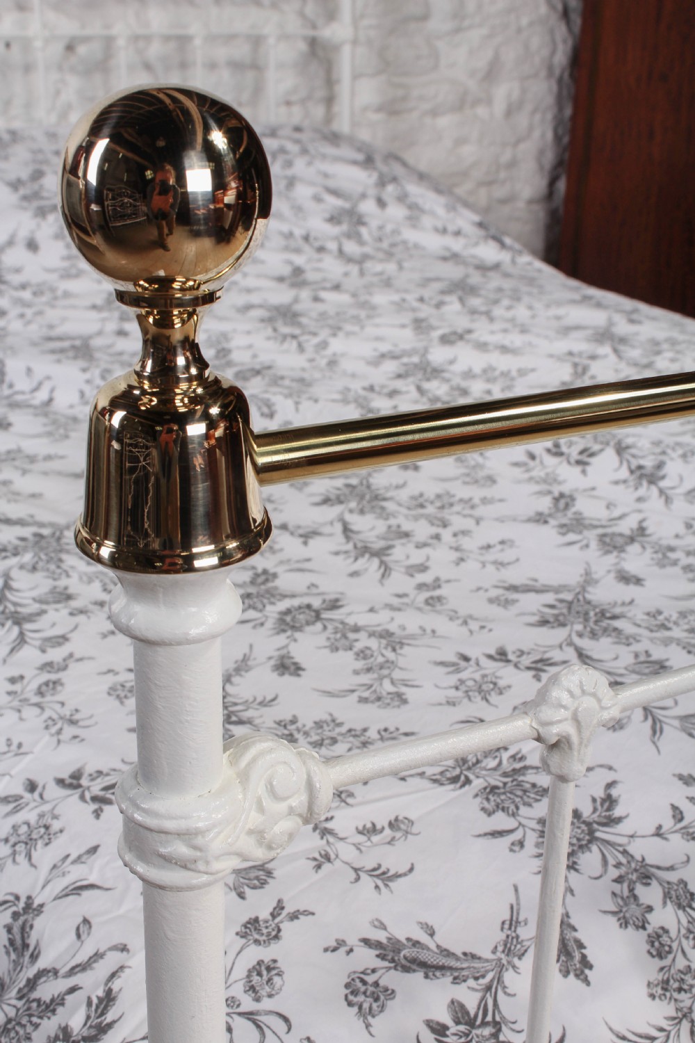 Pretty Queen size Victorian brass and iron bed View V