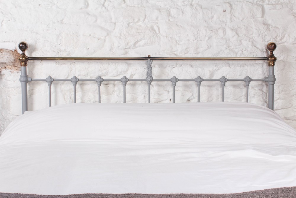 Classic Victorian king size grey and aged brass bed View IV