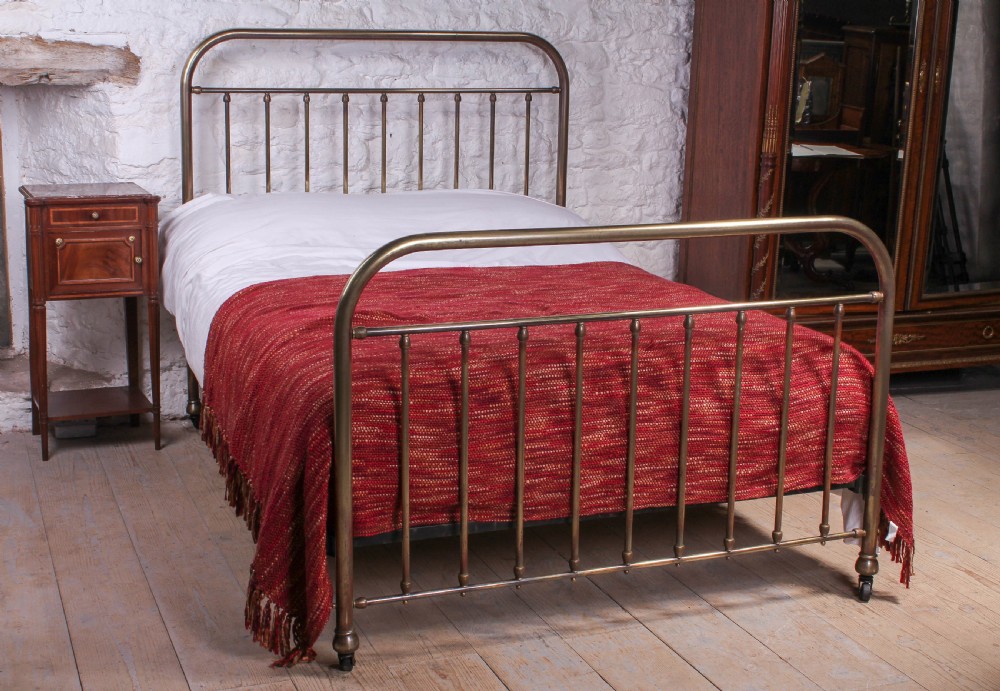 Attractive simple French aged brass double bed