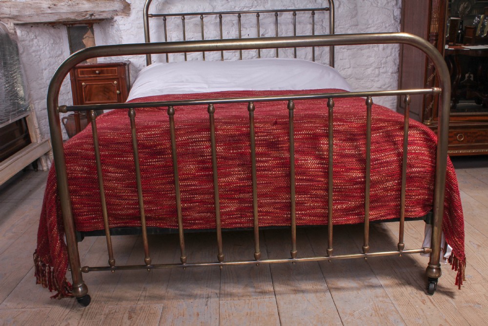 Attractive simple French aged brass double bed View II