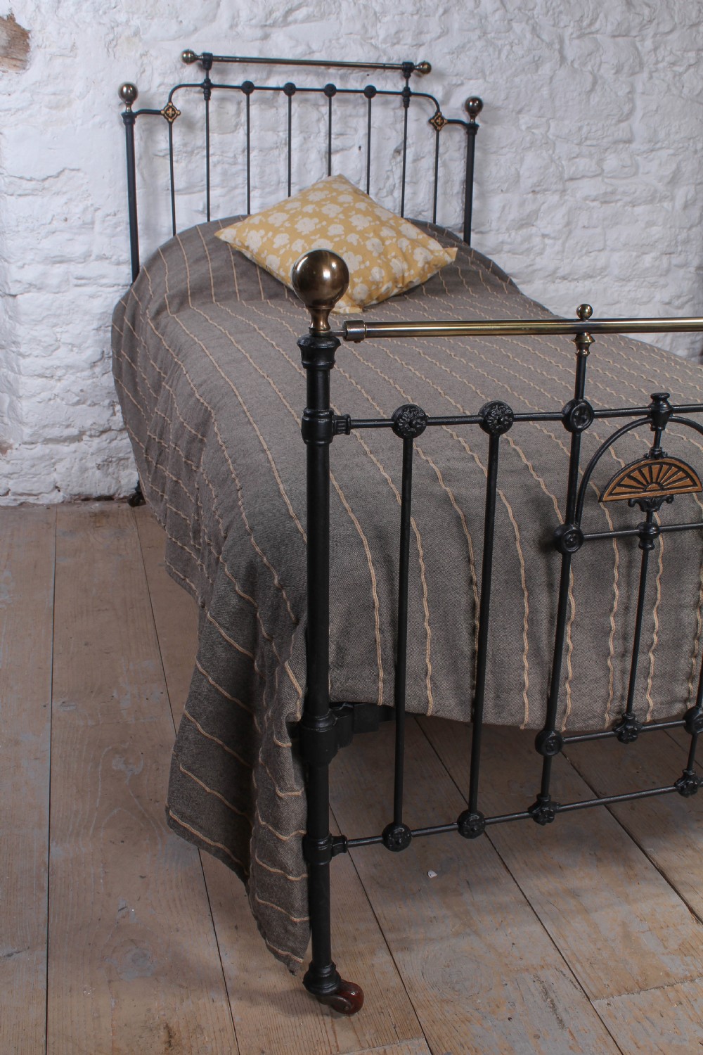 Pretty and unusual single brass and iron bed View VII