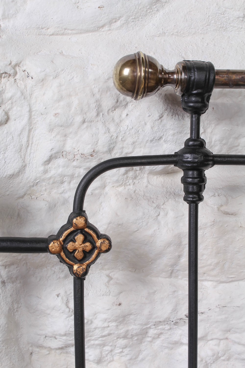 Pretty and unusual single brass and iron bed View IX