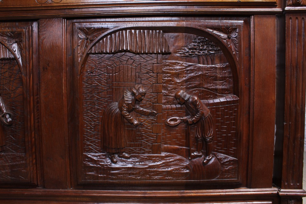 Lovely carved oak Bretton double marriage bed View III