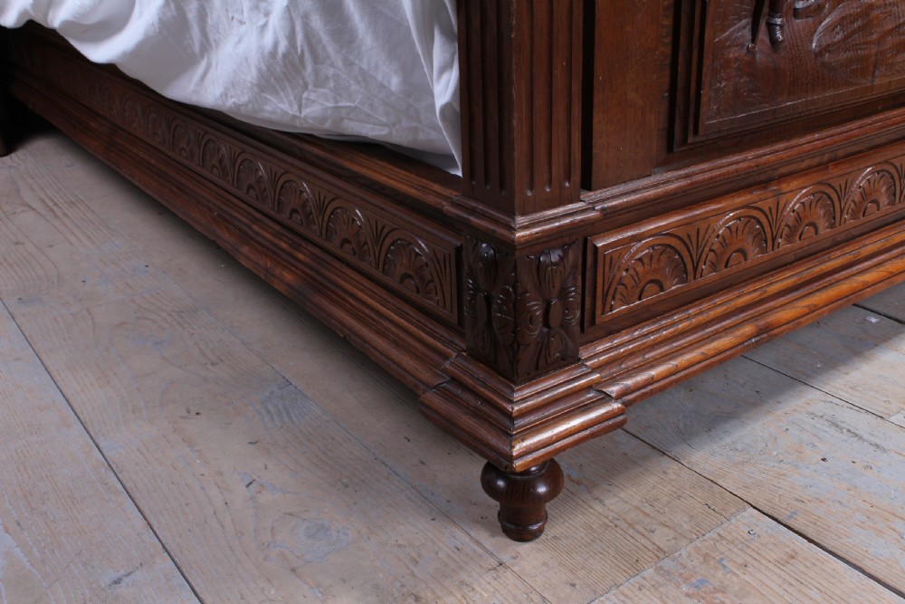 Lovely carved oak Bretton double marriage bed View X