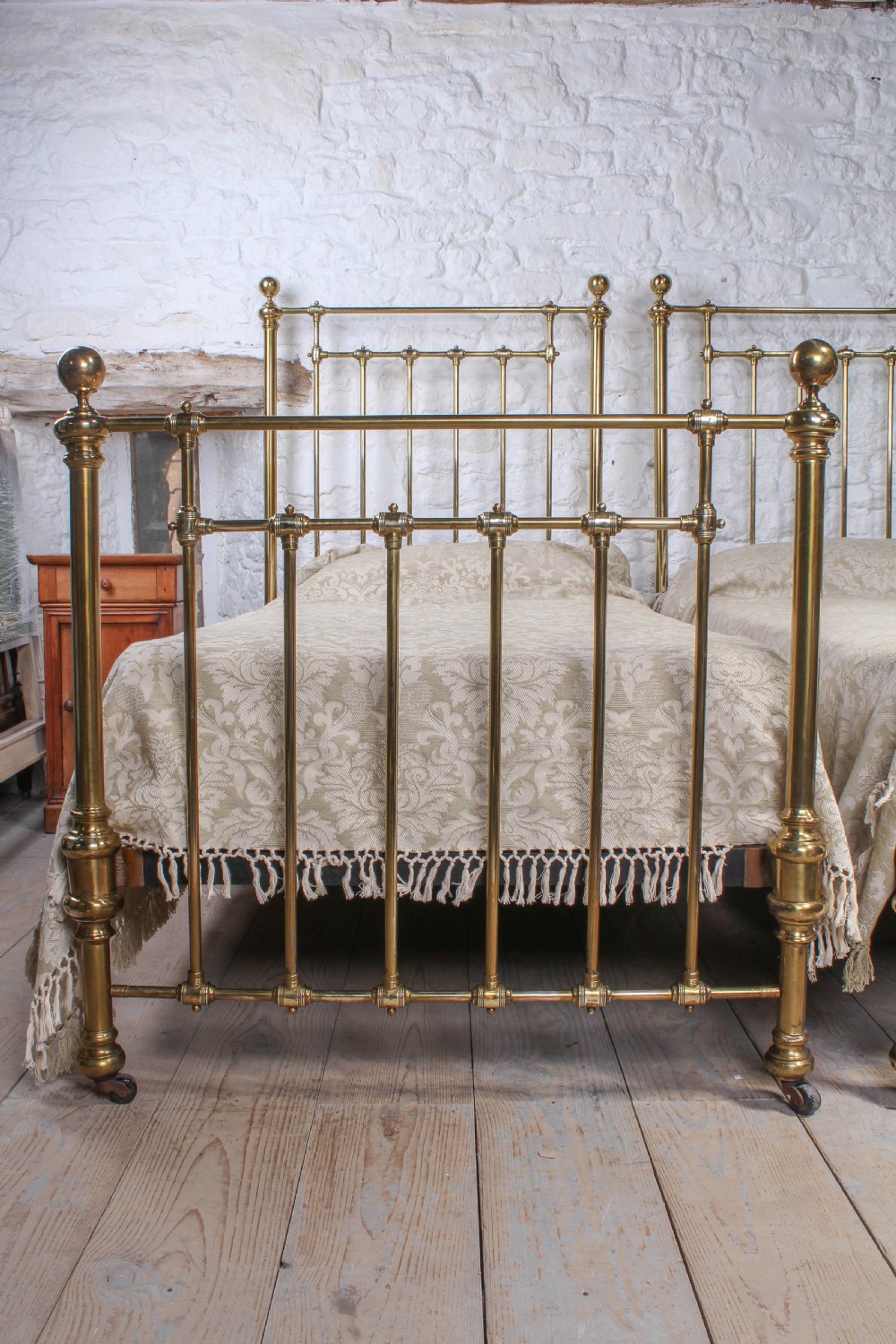 Lovely pair of large single Victorian brass beds View III