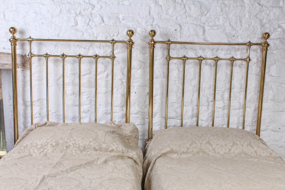Lovely pair of large single Victorian brass beds View V