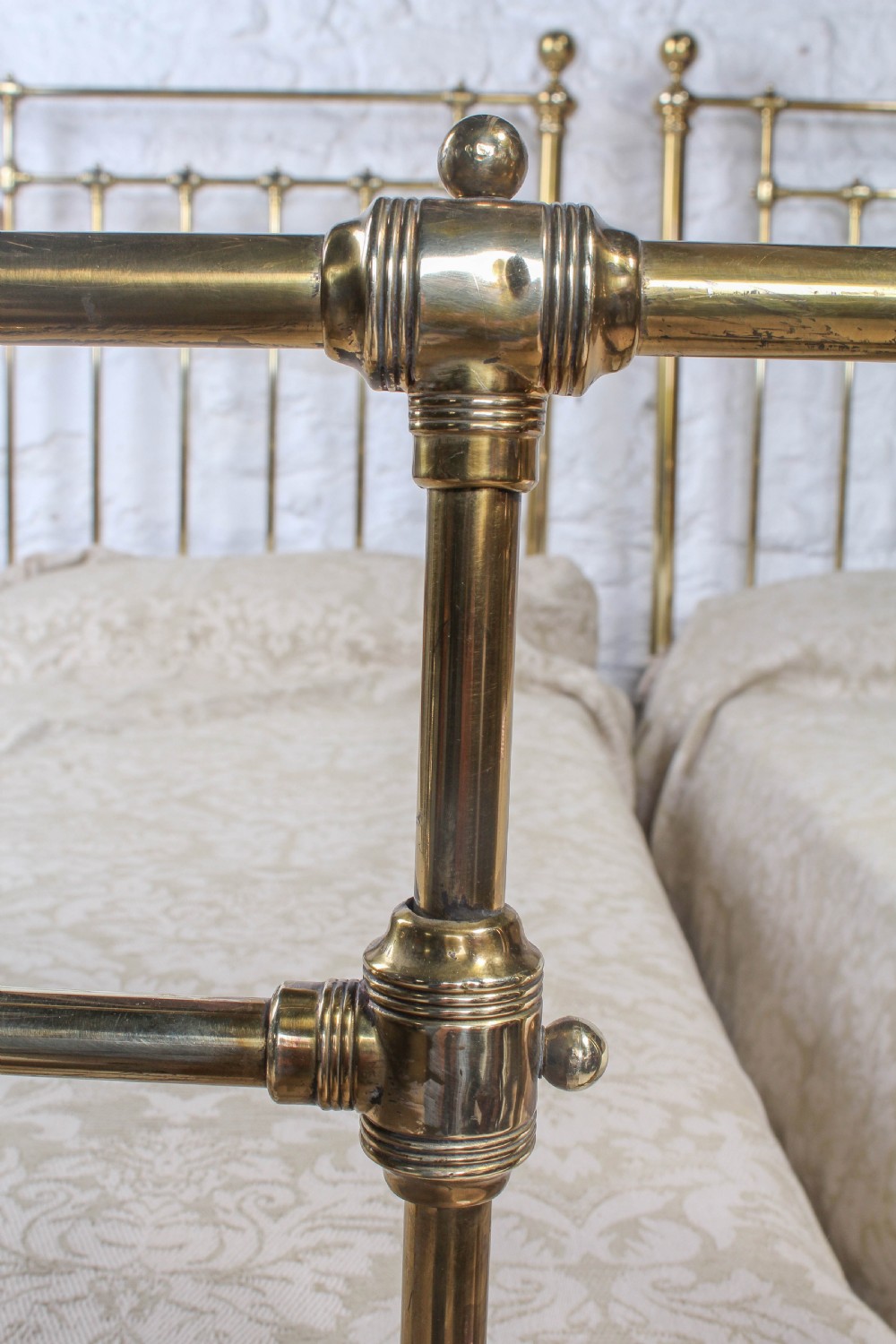 Lovely pair of large single Victorian brass beds View VIII