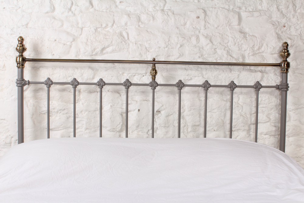 French classic Victorian grey and brass king size bed View VII
