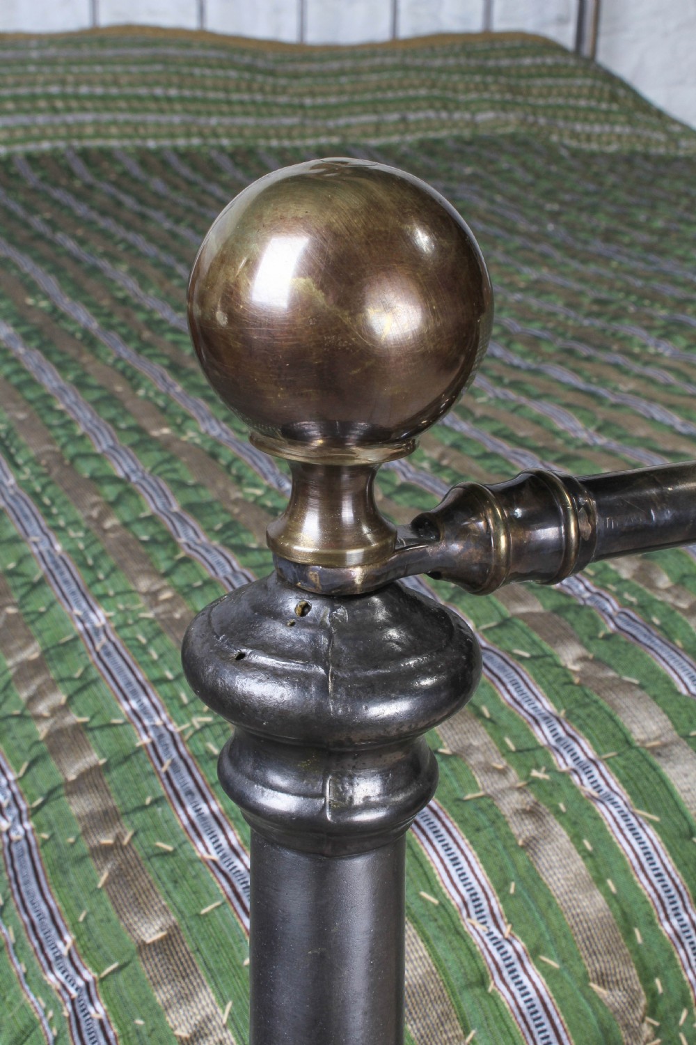 Very handsome burnished iron and aged brass kingsize bed View II