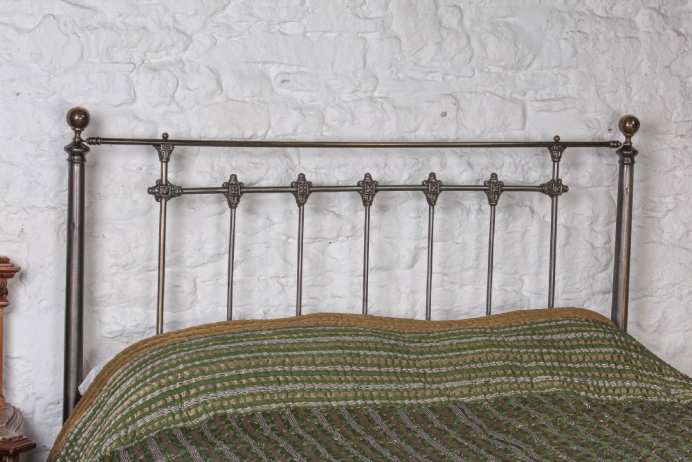 Very handsome burnished iron and aged brass kingsize bed View IV