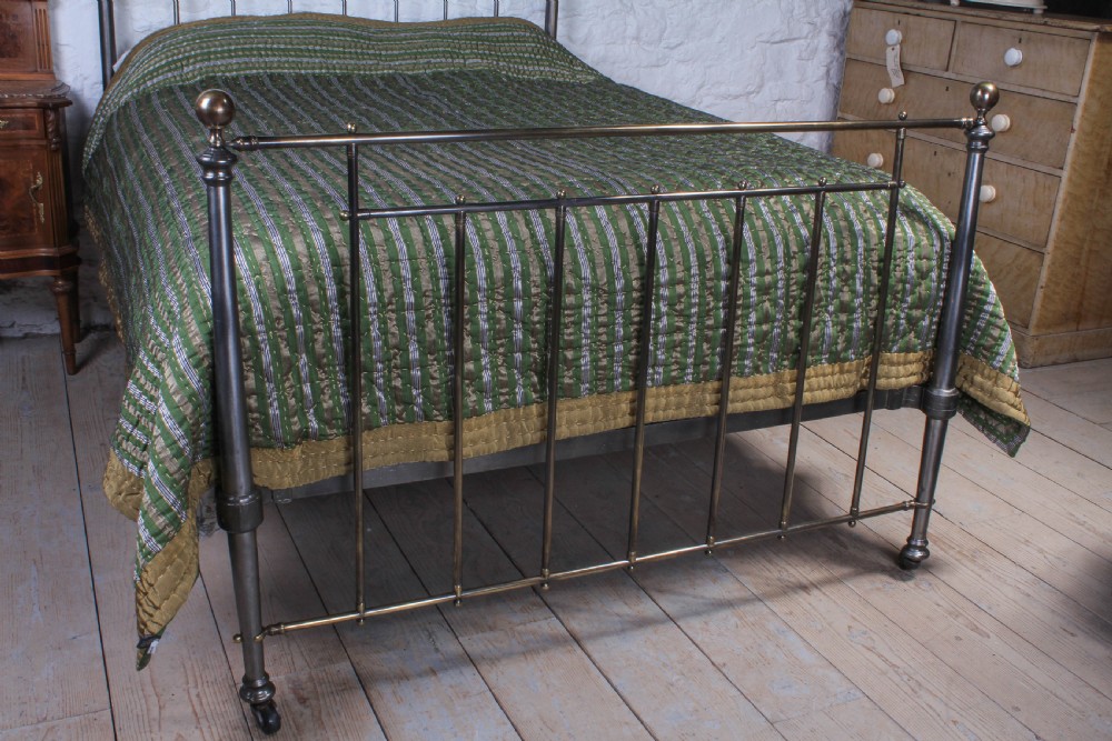 Very handsome burnished iron and aged brass kingsize bed View V