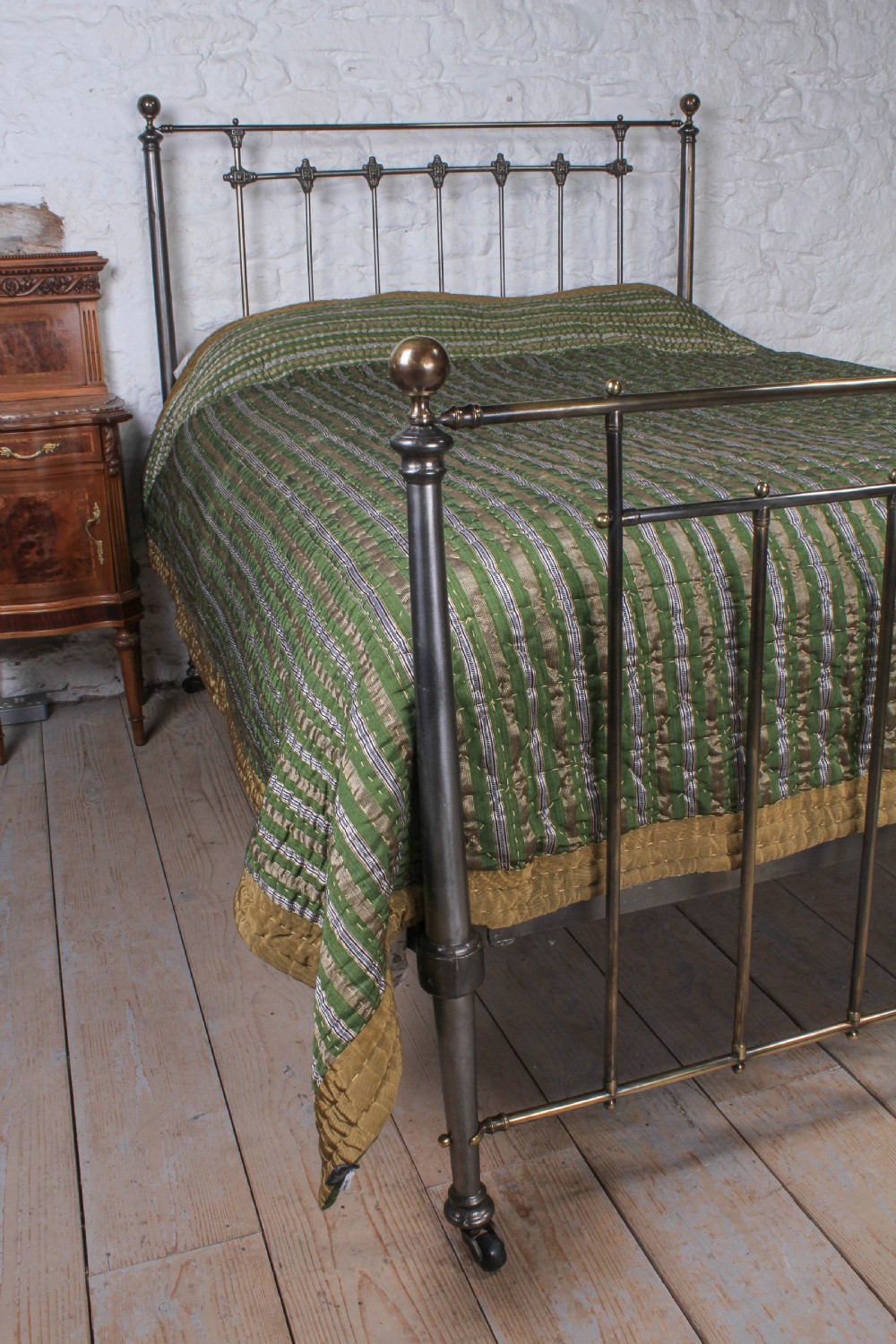 Very handsome burnished iron and aged brass kingsize bed View VII