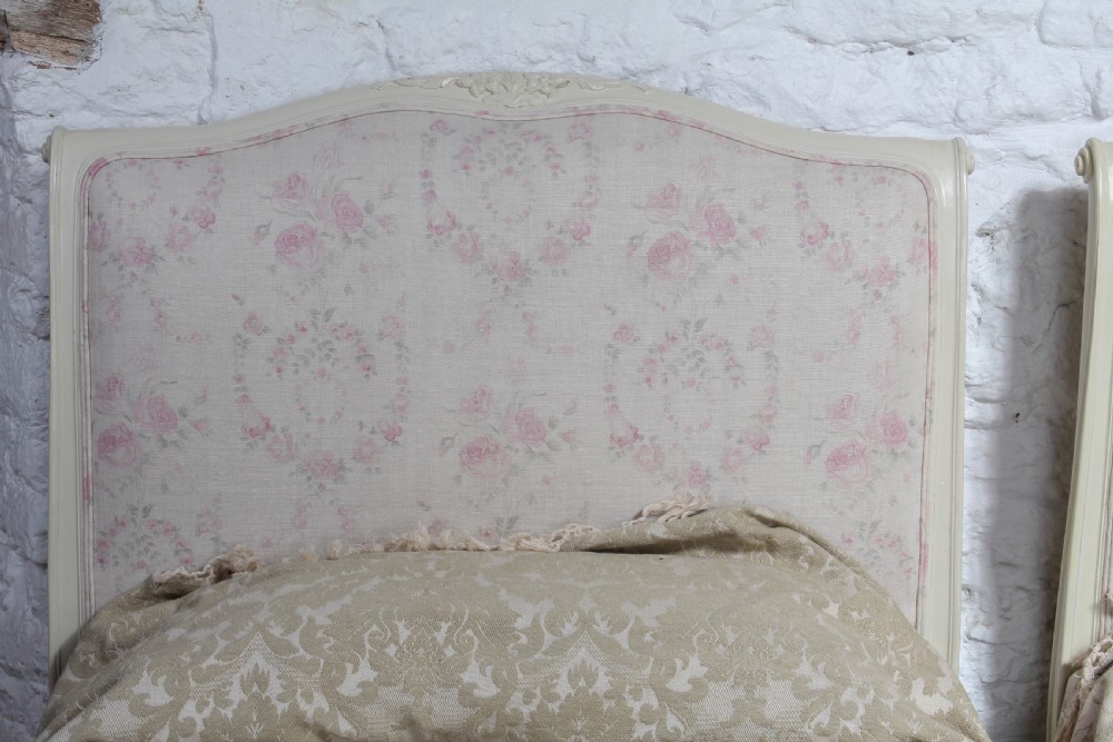 Pair of pretty French upholstered single beds View III