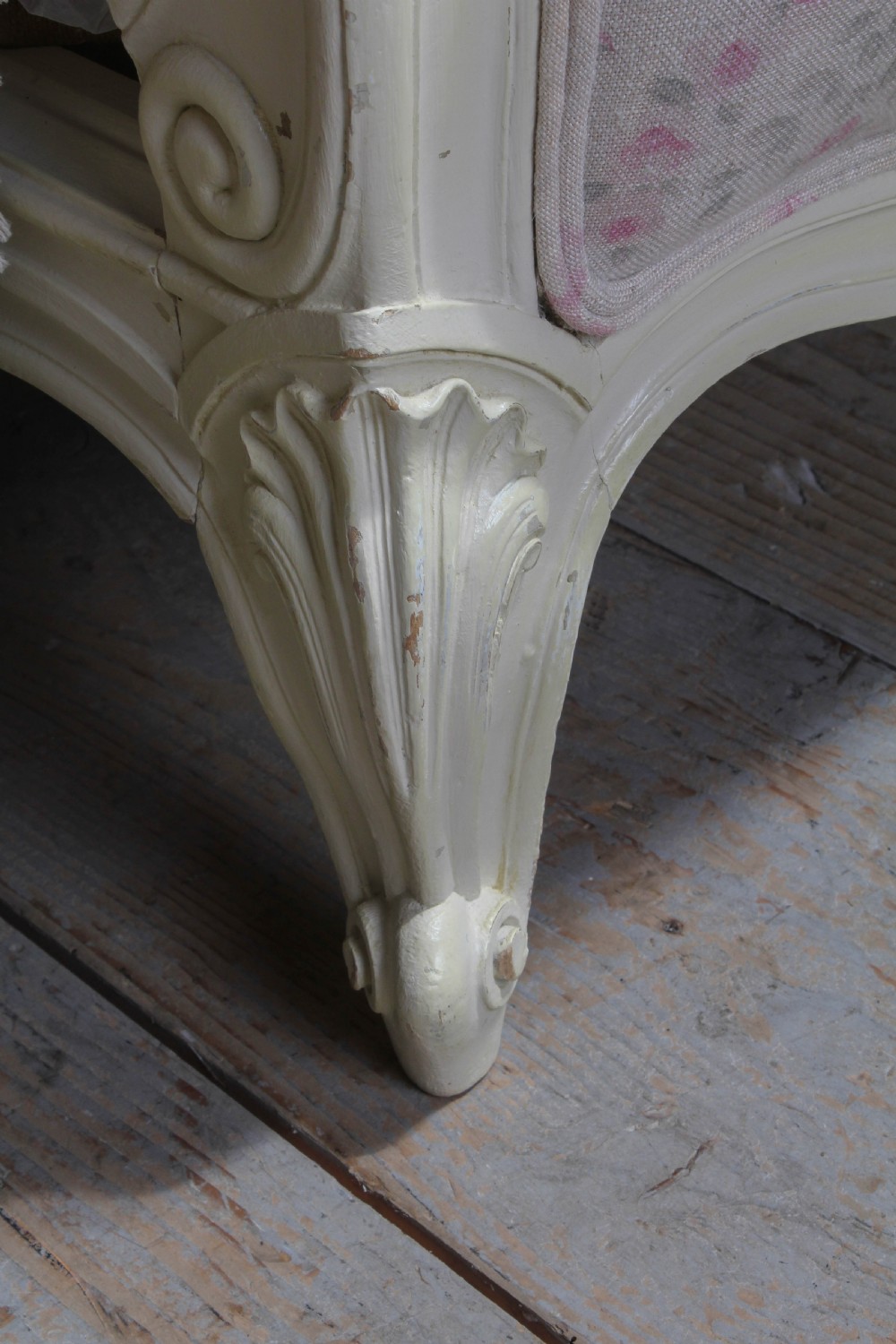 Pair of pretty French upholstered single beds View V