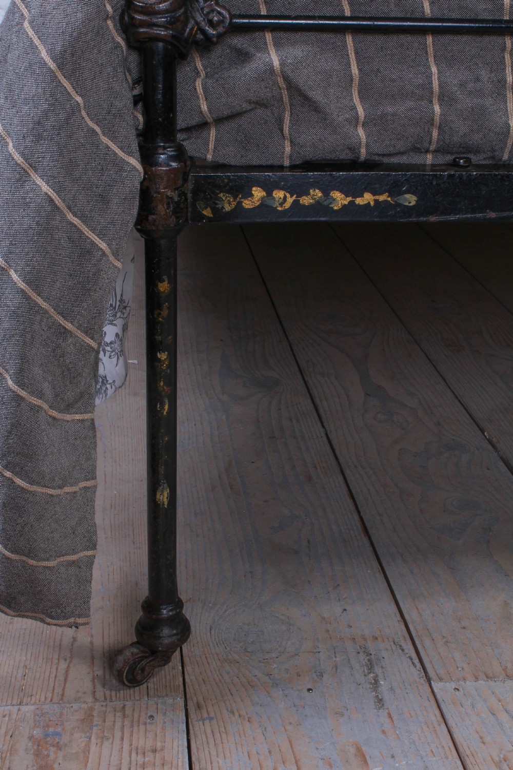 All original iron three hoop double bed with floral detail View IV