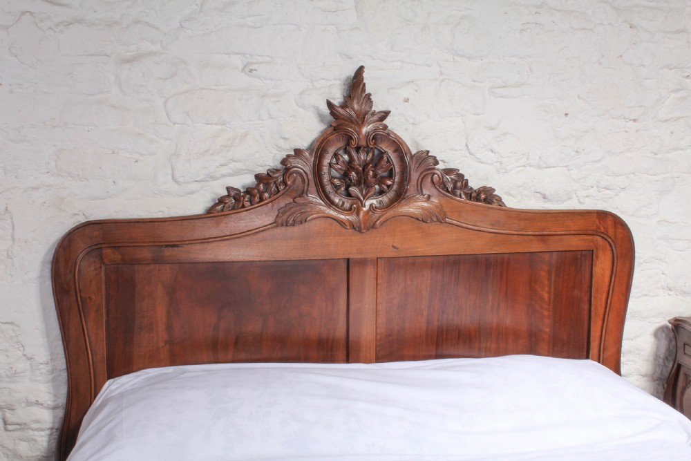 Solid walnut  Rococo kingsize bed with bedsides View II