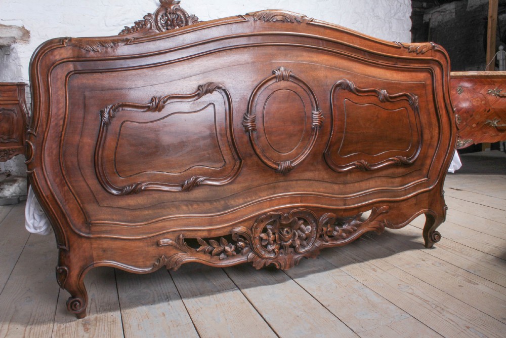 Solid walnut  Rococo kingsize bed with bedsides View IV