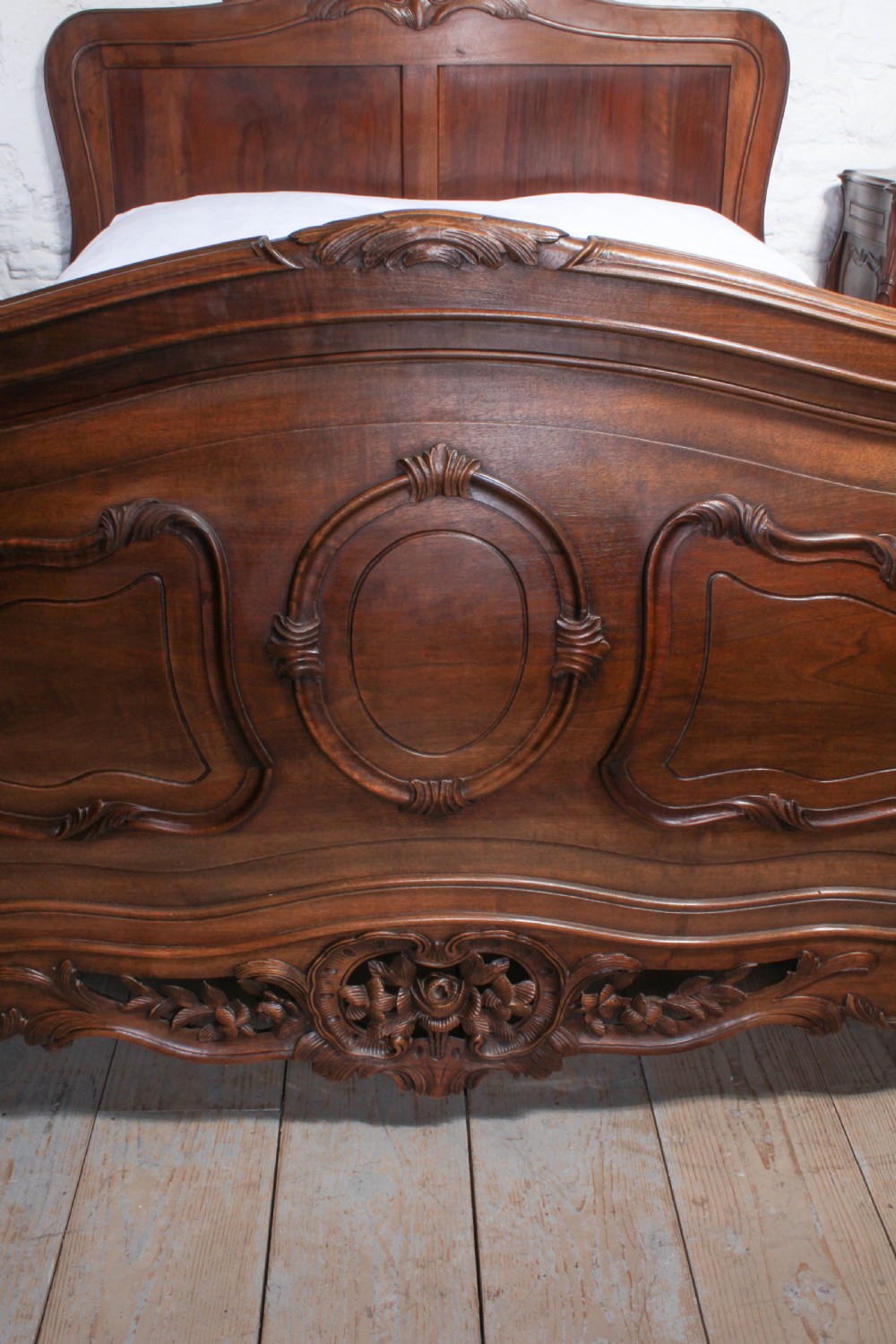 Solid walnut  Rococo kingsize bed with bedsides View VII