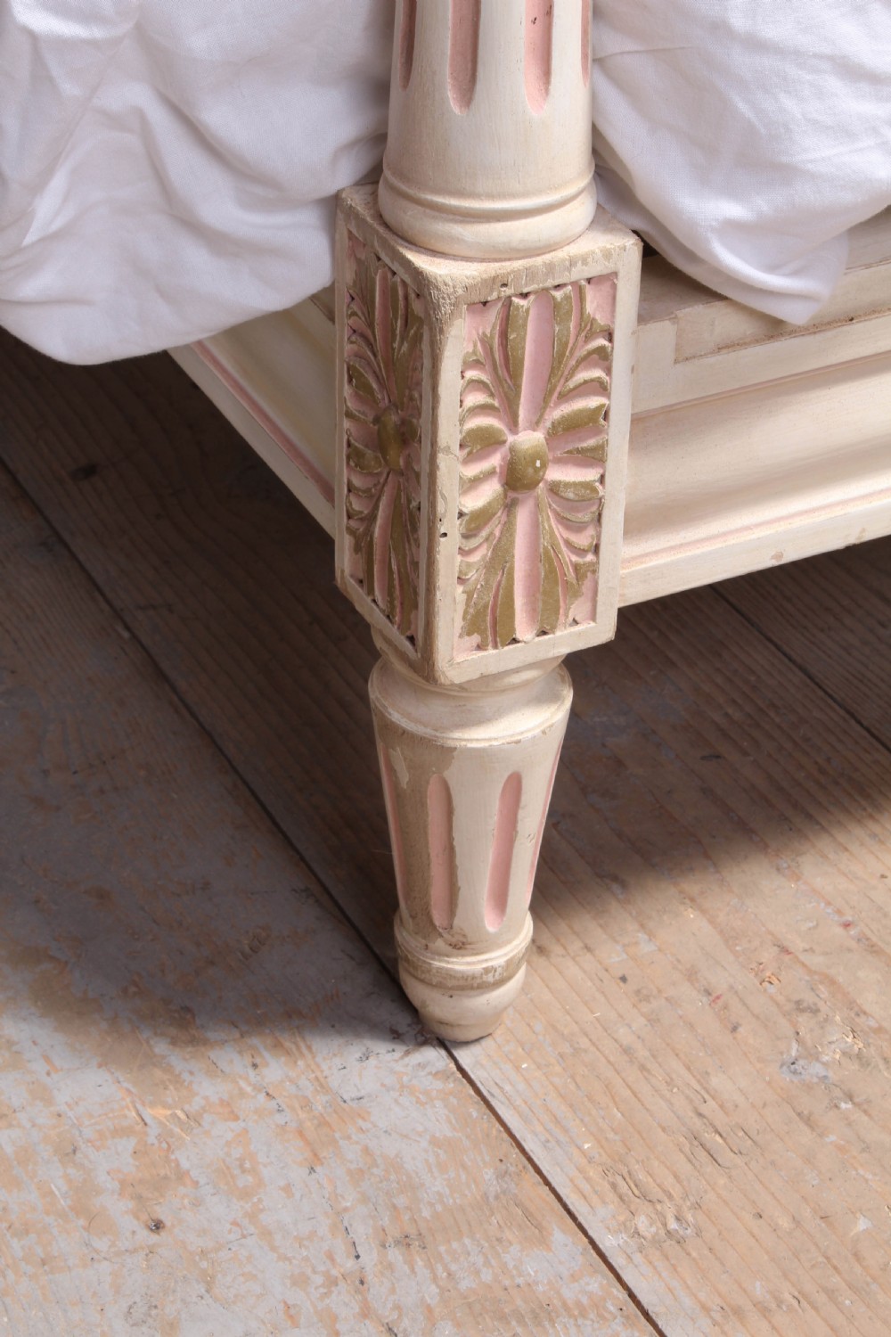 Pretty in pink pair of French newly upholstered single beds View V