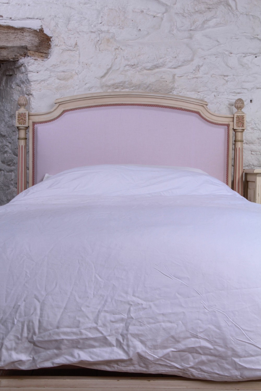 Pretty in pink pair of French newly upholstered single beds View VII