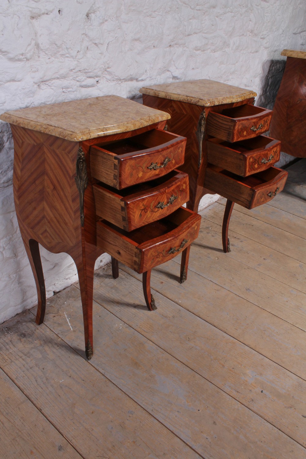 Pair of three drawers marquetry bedsides View VI