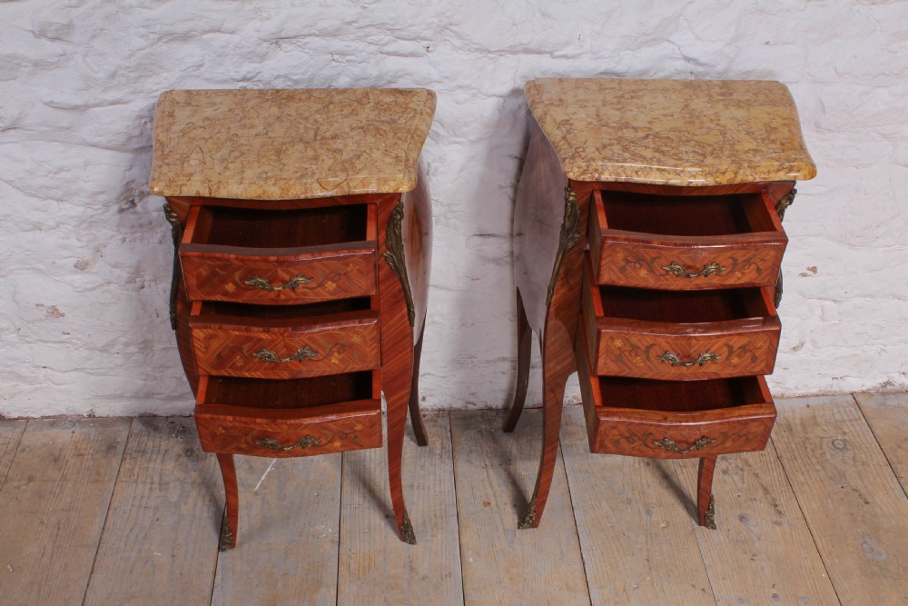 Pair of three drawers marquetry bedsides View VII