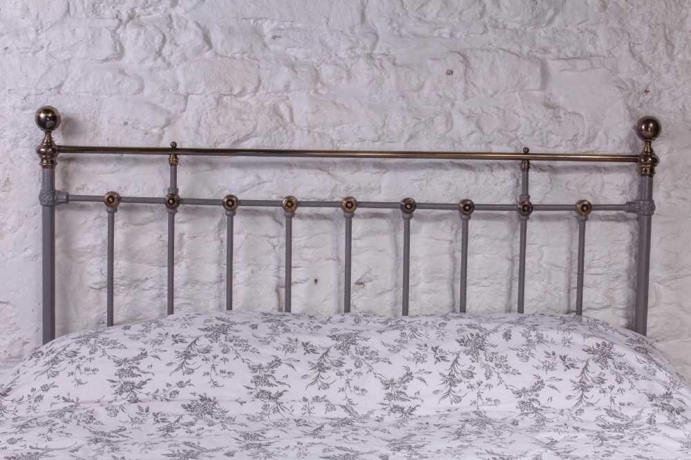 Individual Victorian grey and aged brass king size bed View VI