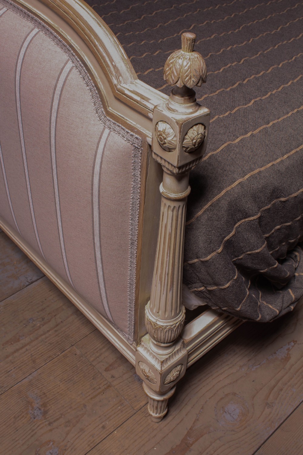 Very attractive French Empire style newly upholstered double bed View IV