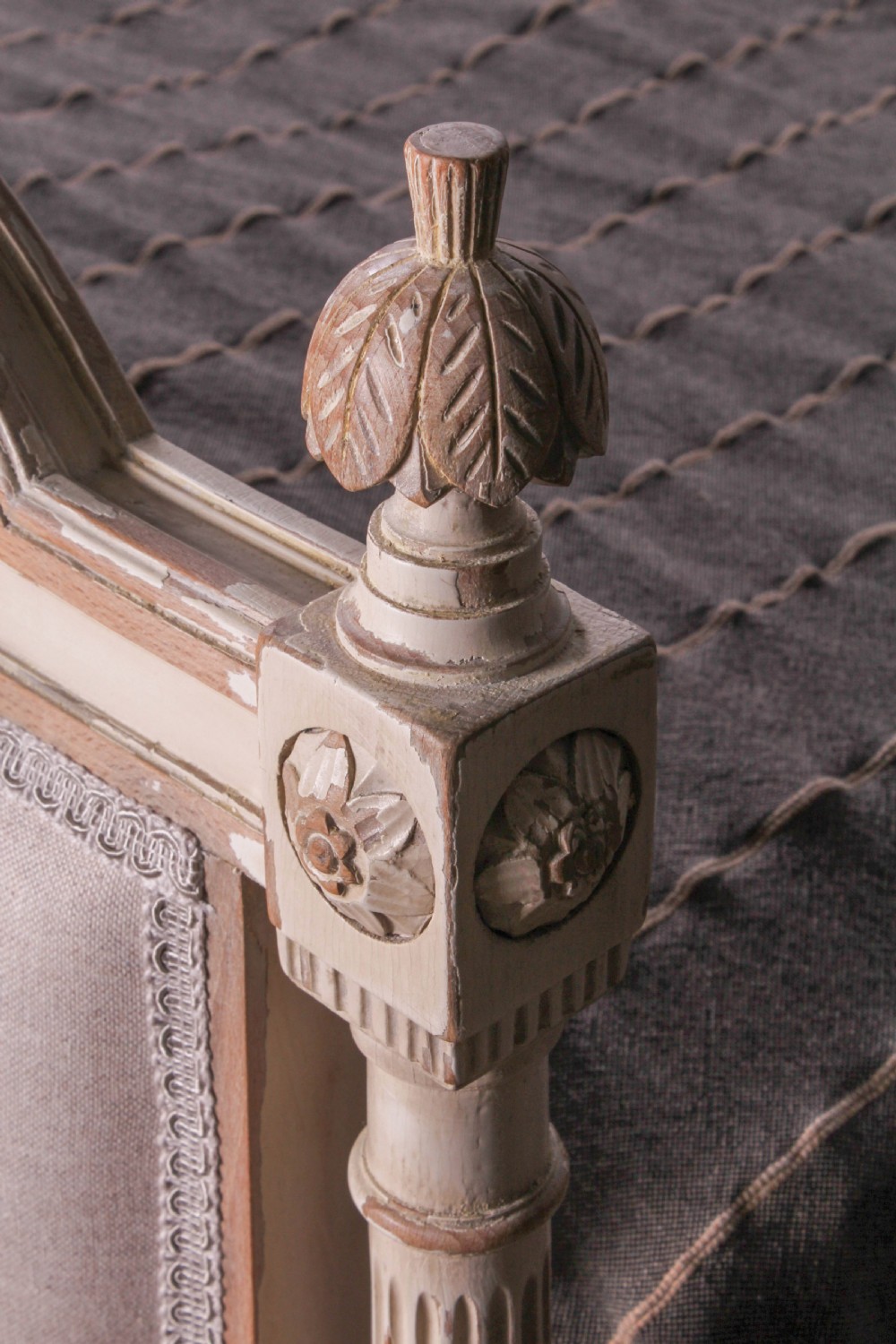 Very attractive French Empire style newly upholstered double bed View V