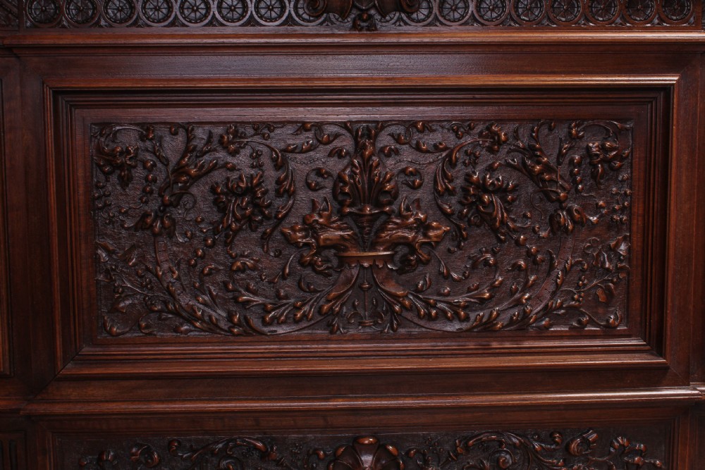 Beautiful carved walnut Neo-Renaissance  king size bed View III