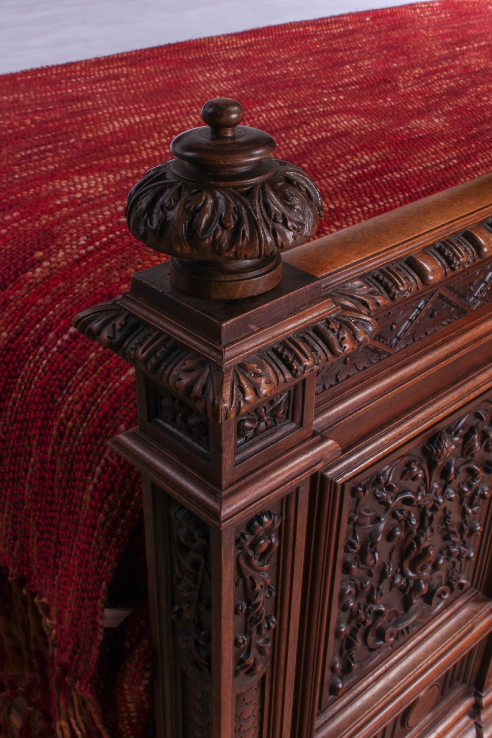 Beautiful carved walnut Neo-Renaissance  king size bed View V