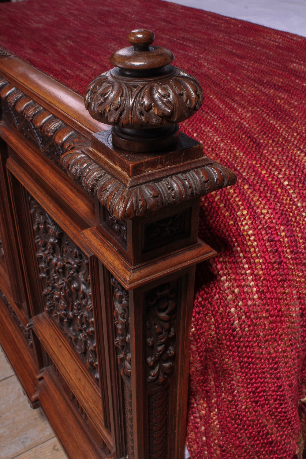 Beautiful carved walnut Neo-Renaissance  king size bed View X
