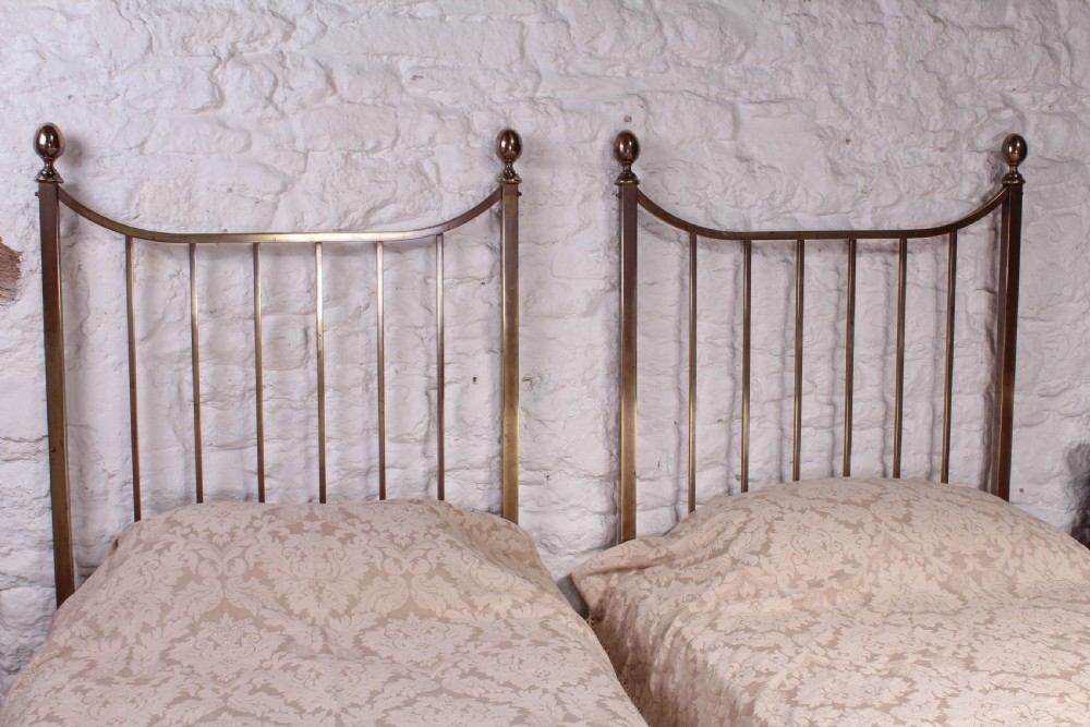 Pair of Heals Edwardian single brass beds  View V