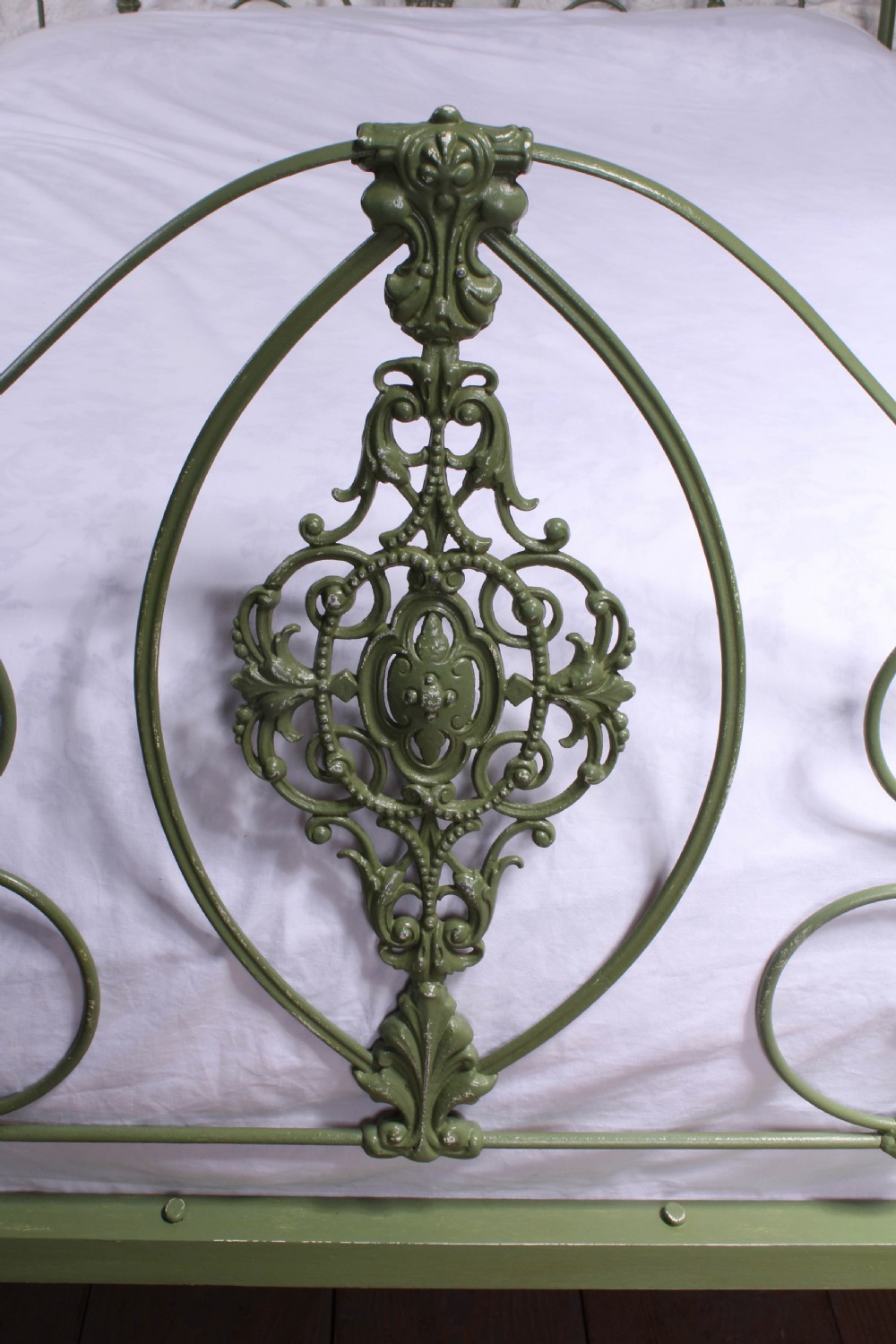 Pretty early Victorian iron king size bed View II
