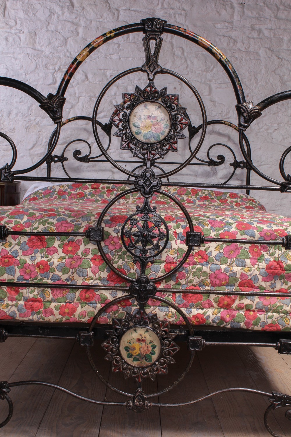 Extremely rare hand painted double three hoop bed View II