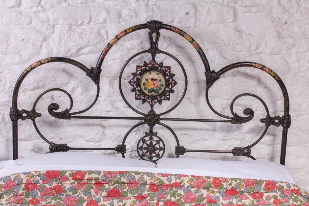 Extremely rare hand painted double three hoop bed View V