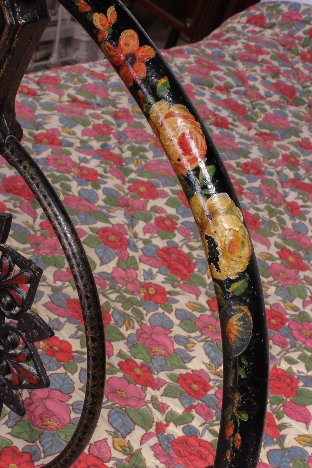 Extremely rare hand painted double three hoop bed View VI