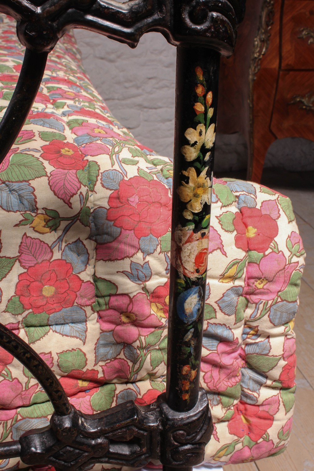Extremely rare hand painted double three hoop bed View VIII