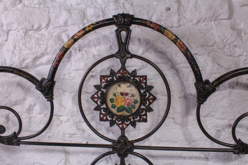 Extremely rare hand painted double three hoop bed View X