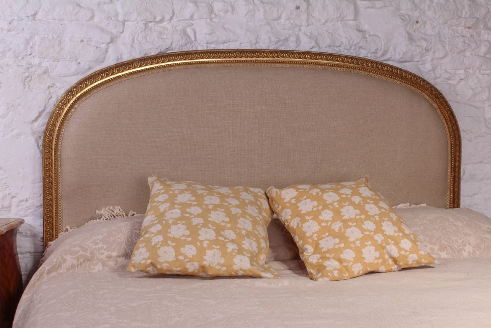 Gilded French newly upholstered king size low end bed View III