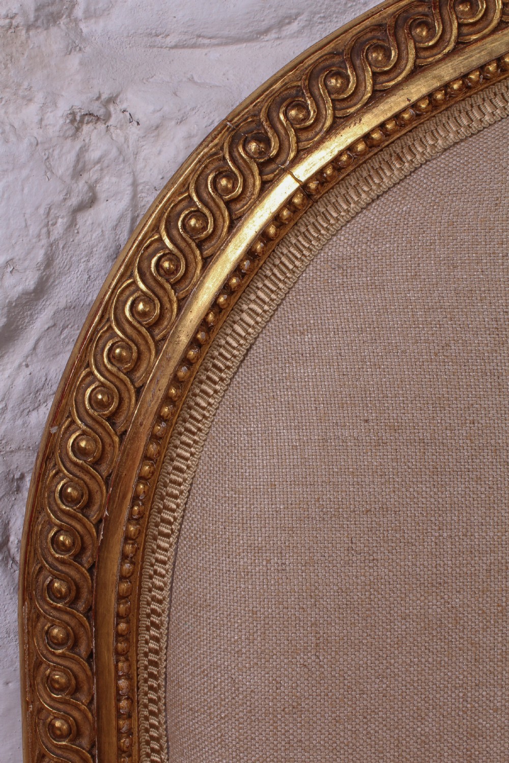 Gilded French newly upholstered king size low end bed View IV