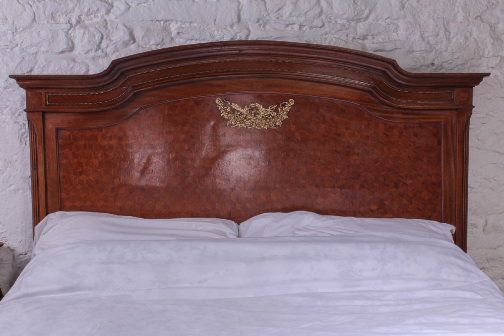 Magnificent Mahogany and fruit wood parquetry king size bed View II