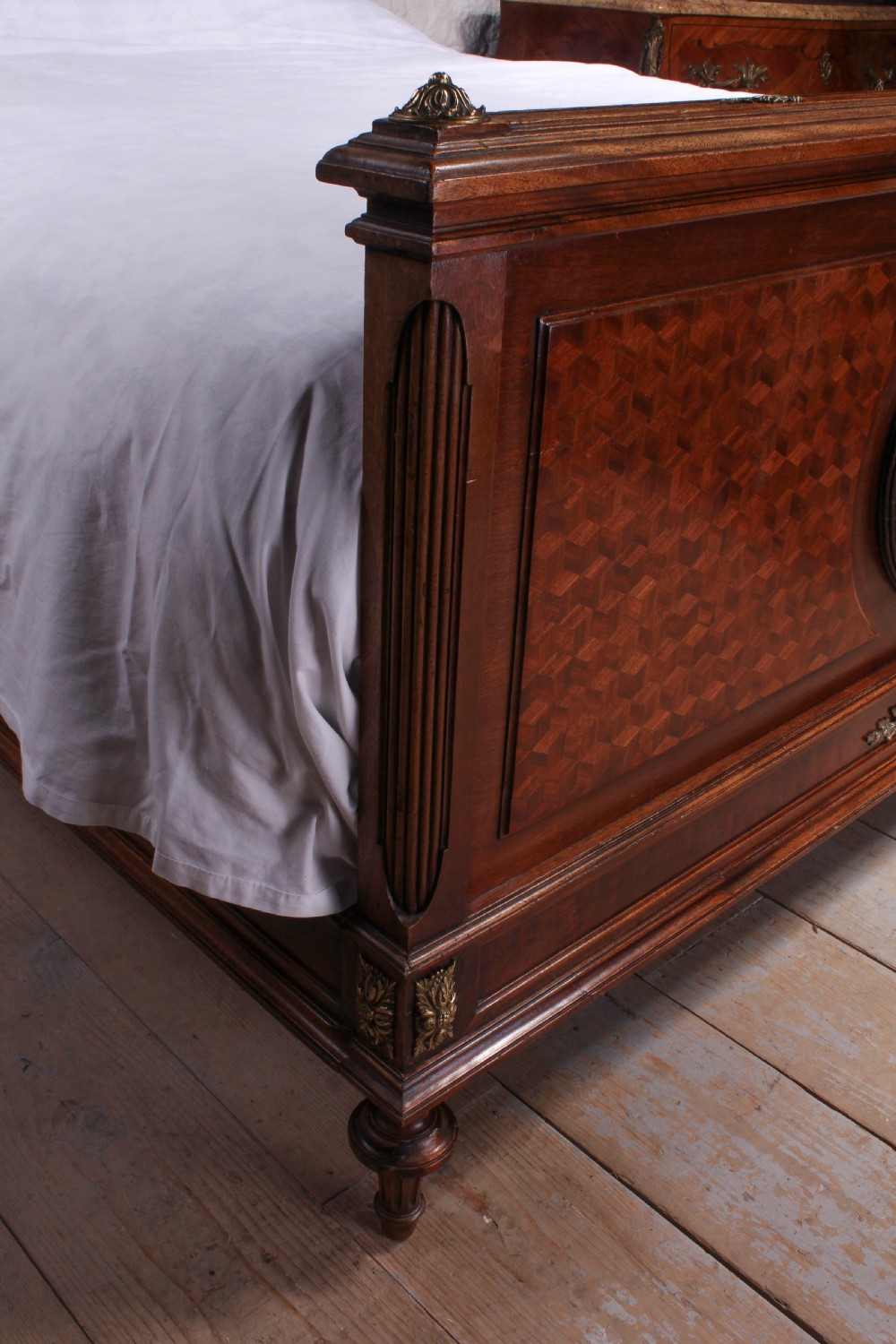 Magnificent Mahogany and fruit wood parquetry king size bed View V